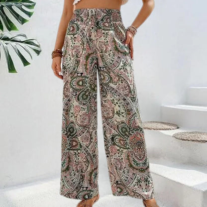 Relaxed Fit Womens Wide Leg Pants with Side Pockets