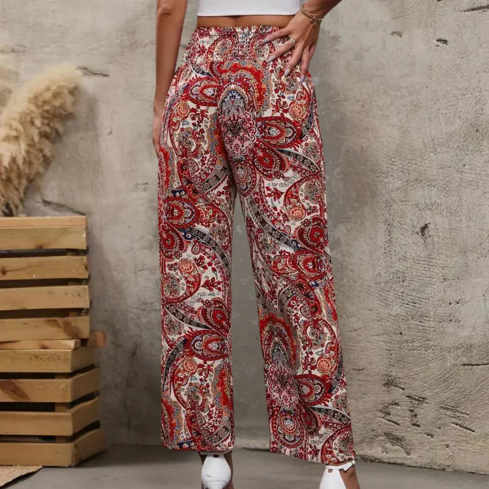 Relaxed Fit Womens Wide Leg Pants with Side Pockets