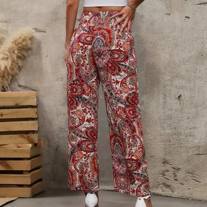 Relaxed Fit Womens Wide Leg Pants with Side Pockets