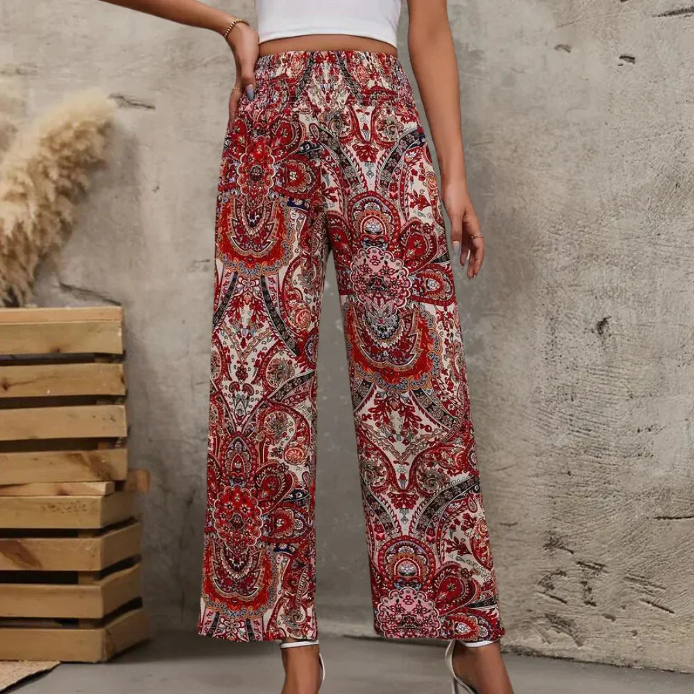 Relaxed Fit Womens Wide Leg Pants with Side Pockets