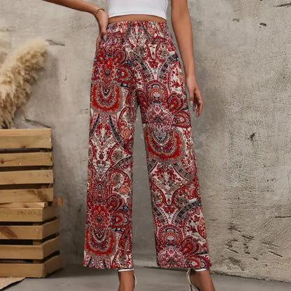 Relaxed Fit Womens Wide Leg Pants with Side Pockets