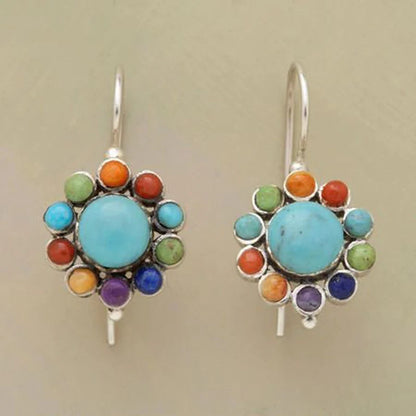 Bright Blue Circle Drop Earrings - Nocini