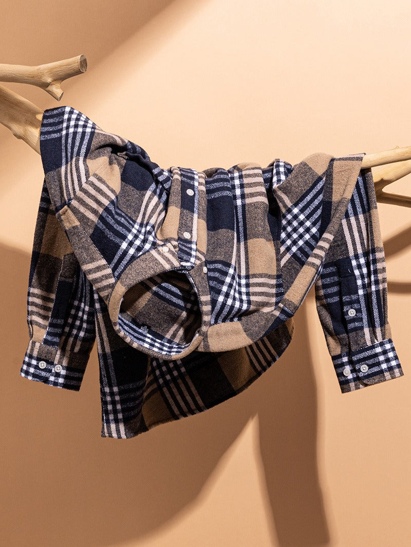Classic Plaid Dress Shirt for Men with Pocket