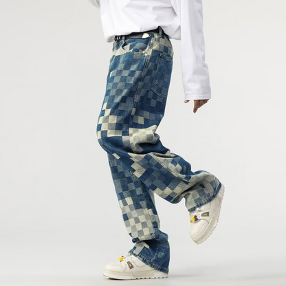 Distressed Patchwork Slim Fit Jeans