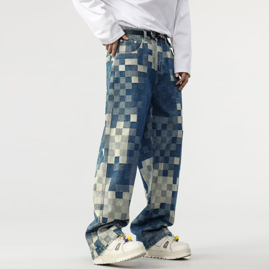 Distressed Patchwork Slim Fit Jeans
