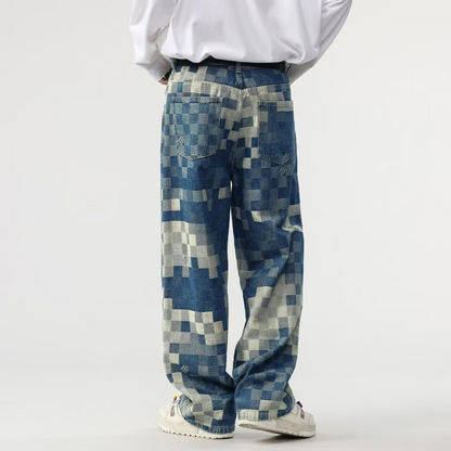Distressed Patchwork Slim Fit Jeans