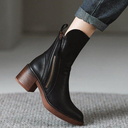 Classic Leather High Heel Ankle Boots - Nocini