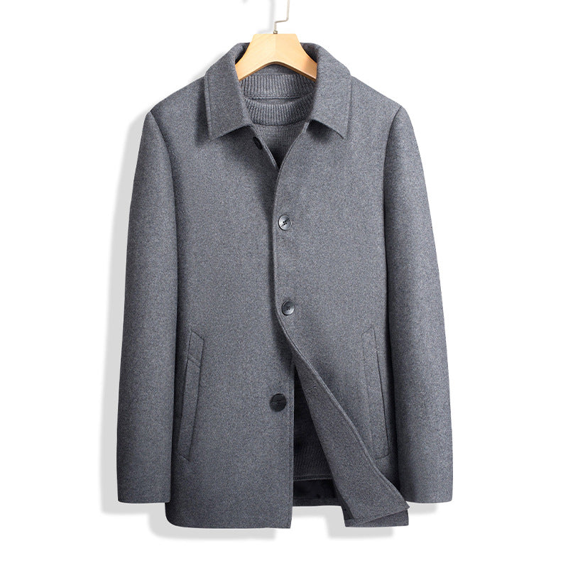 Casual Fit Mens Mid-Length Coat - Simple Relaxed Design