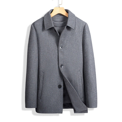 Casual Fit Mens Mid-Length Coat - Simple Relaxed Design