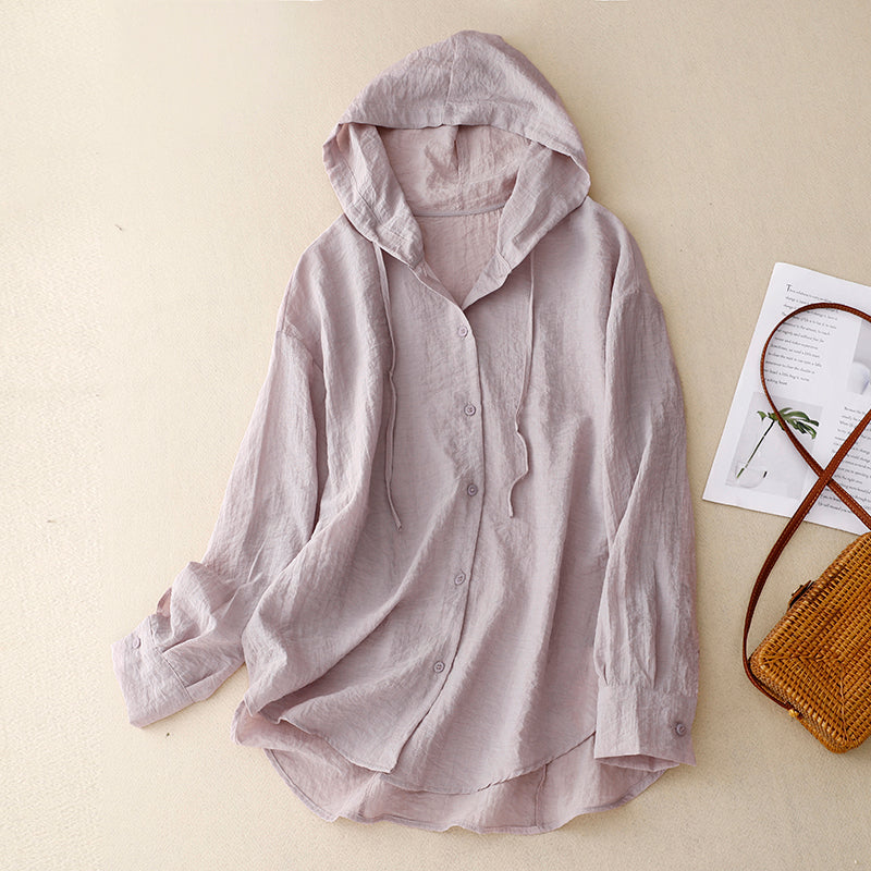 Slim Fit Button Front Hooded Sweatshirt - Olytrend