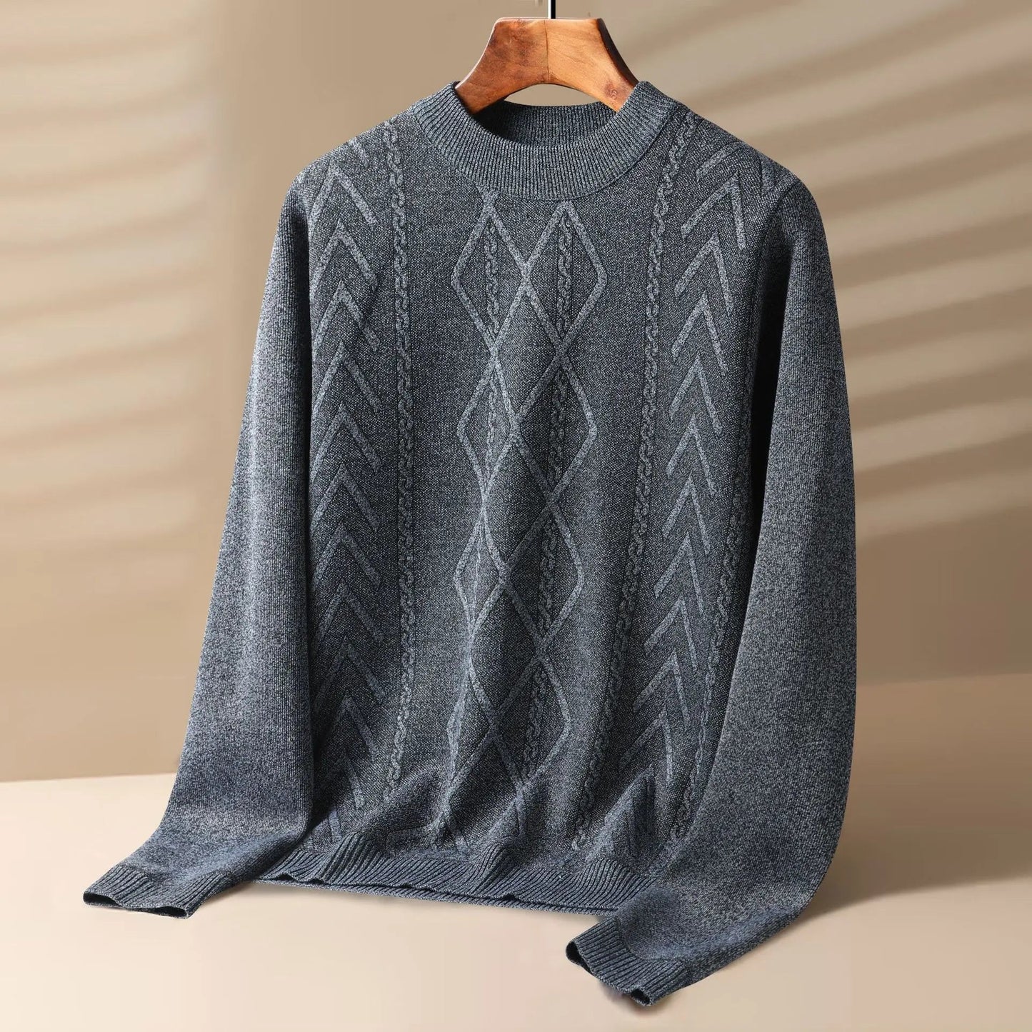 Classic Fit Men's Cable Knit Crew Neck Sweater