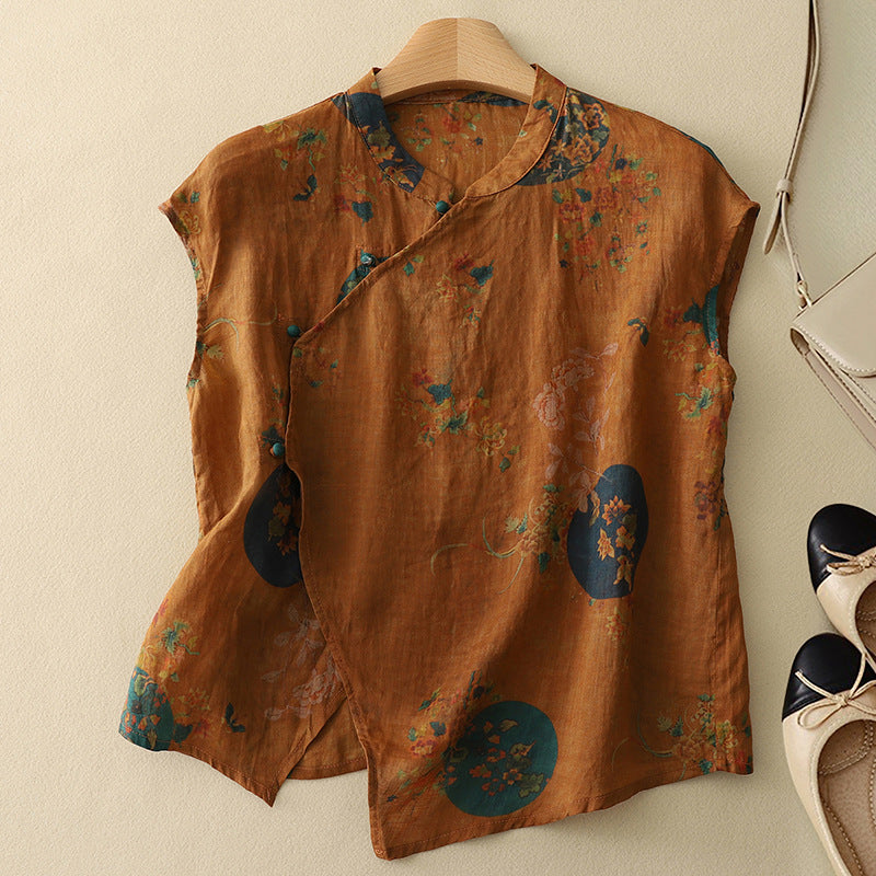 Elegant Classic Women's Blouse with V-Neck and Wrap Front