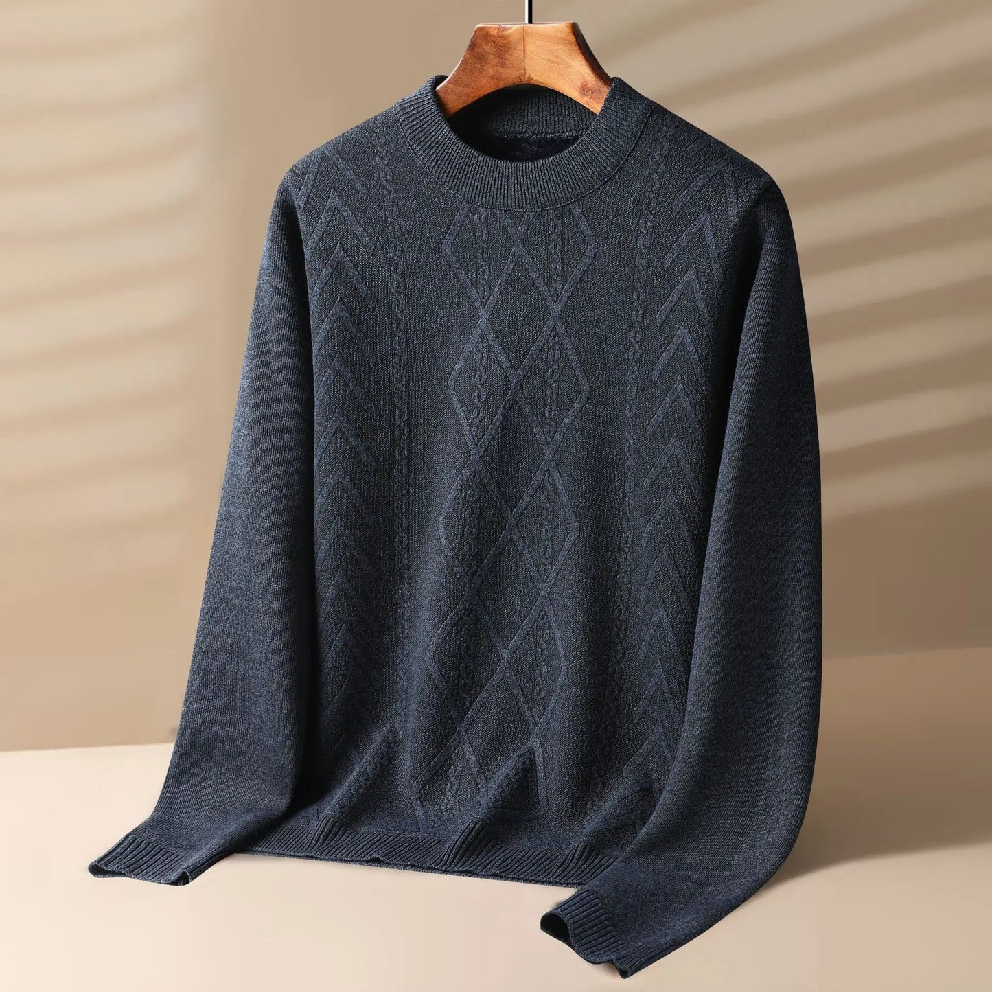 Classic Fit Men's Cable Knit Crew Neck Sweater