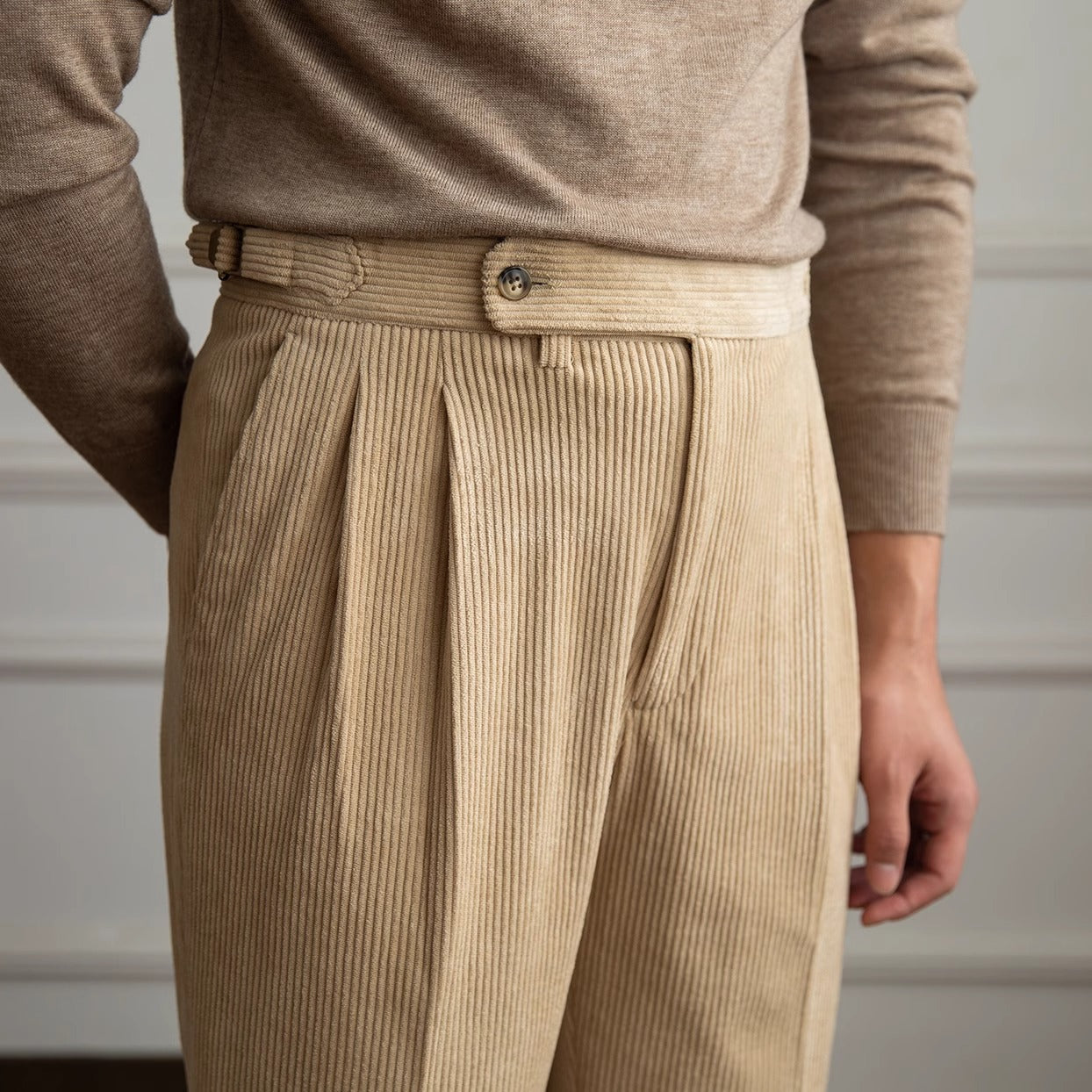 Comfortable Loose Fit Pleated Mens Trousers - Nocini