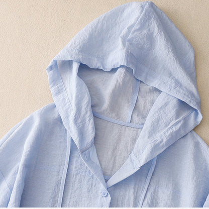 Slim Fit Button Front Hooded Sweatshirt