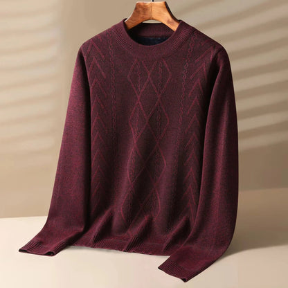 Classic Fit Men's Cable Knit Crew Neck Sweater