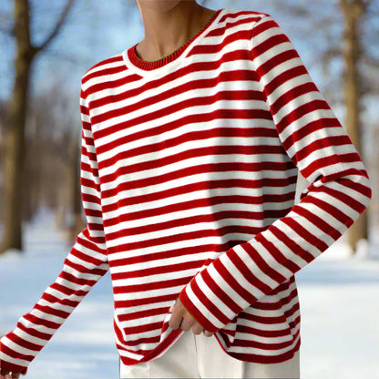 Casual Striped Cotton Tee for Women