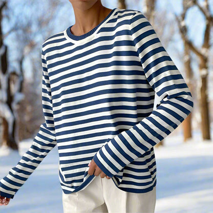 Casual Striped Cotton Tee for Women - Nocini