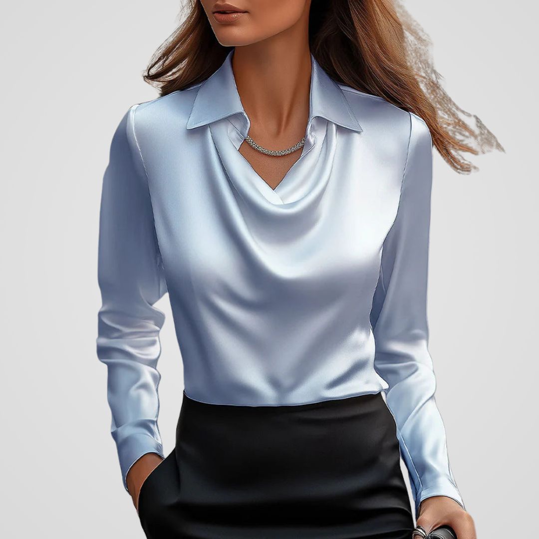 Ladies Elegant V Neck Silk Blouse