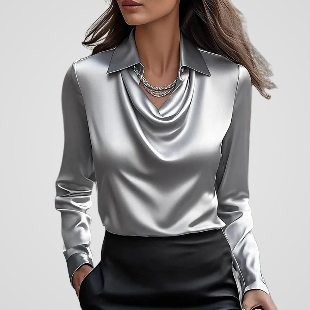 Ladies Elegant V Neck Silk Blouse