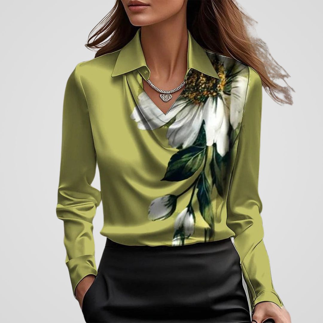 Ladies Elegant V Neck Silk Blouse