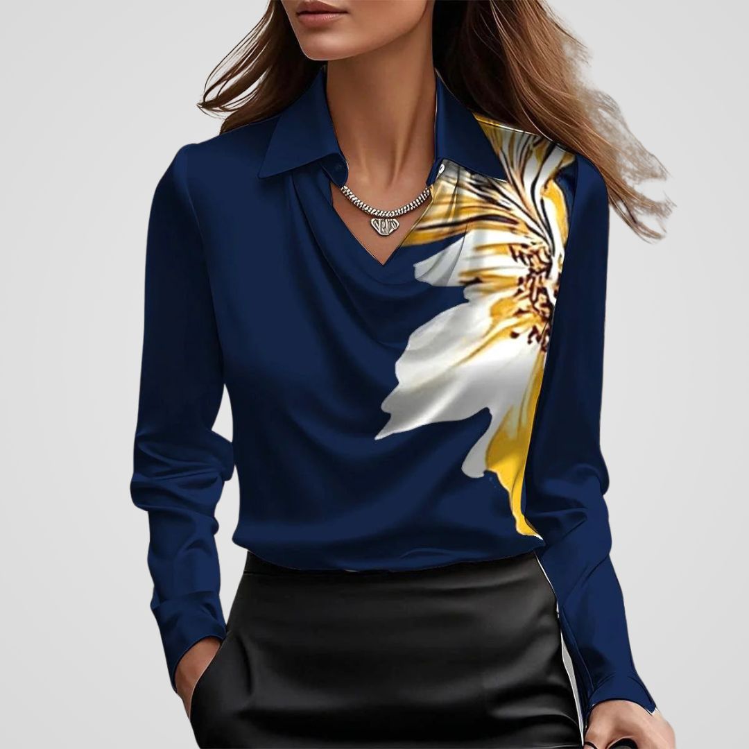 Ladies Elegant V Neck Silk Blouse