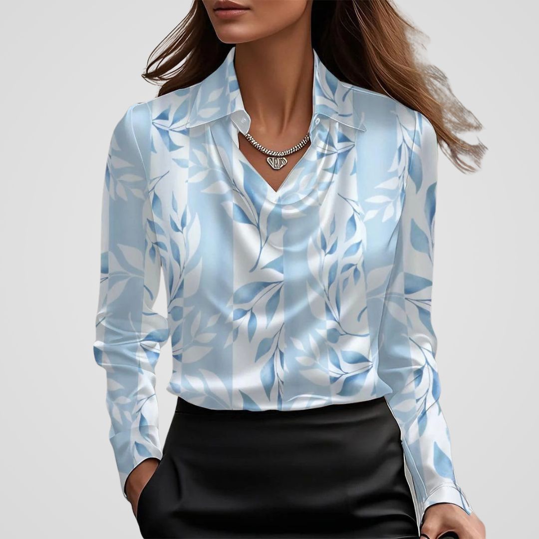 Ladies Elegant V Neck Silk Blouse