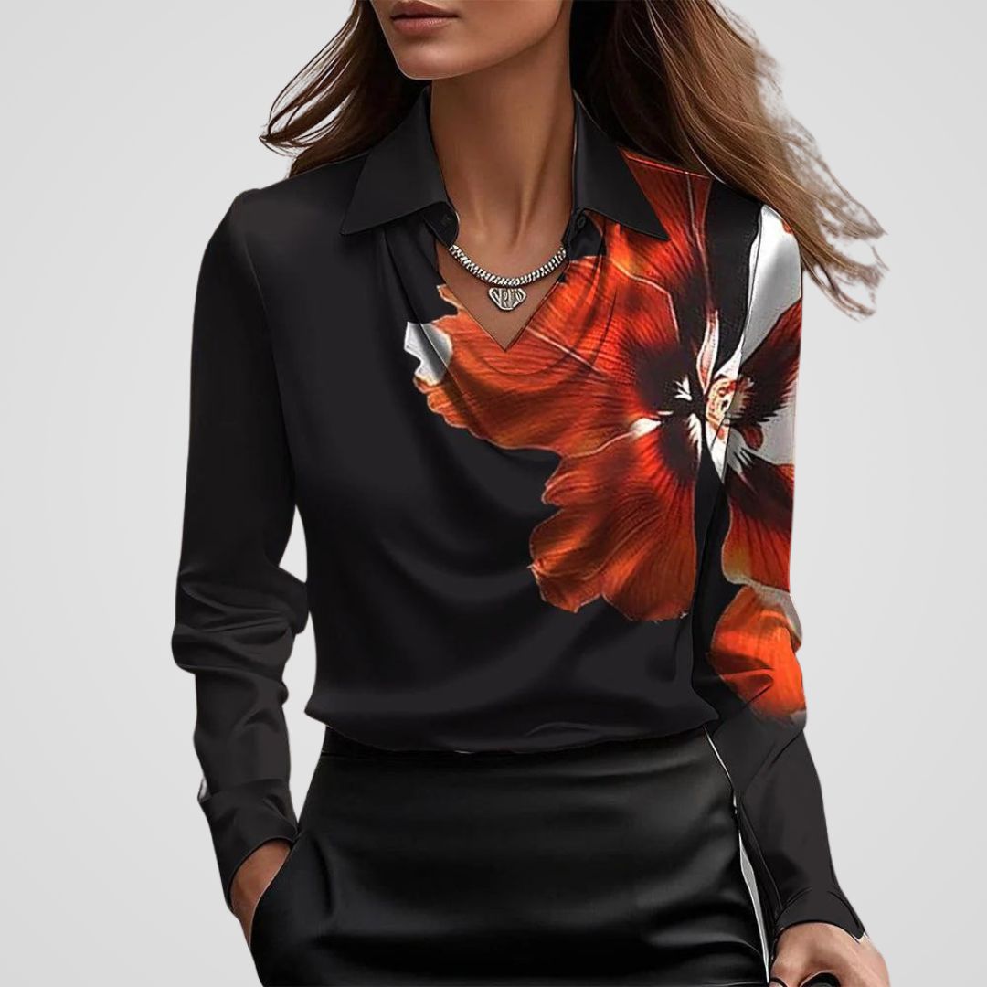 Ladies Elegant V Neck Silk Blouse