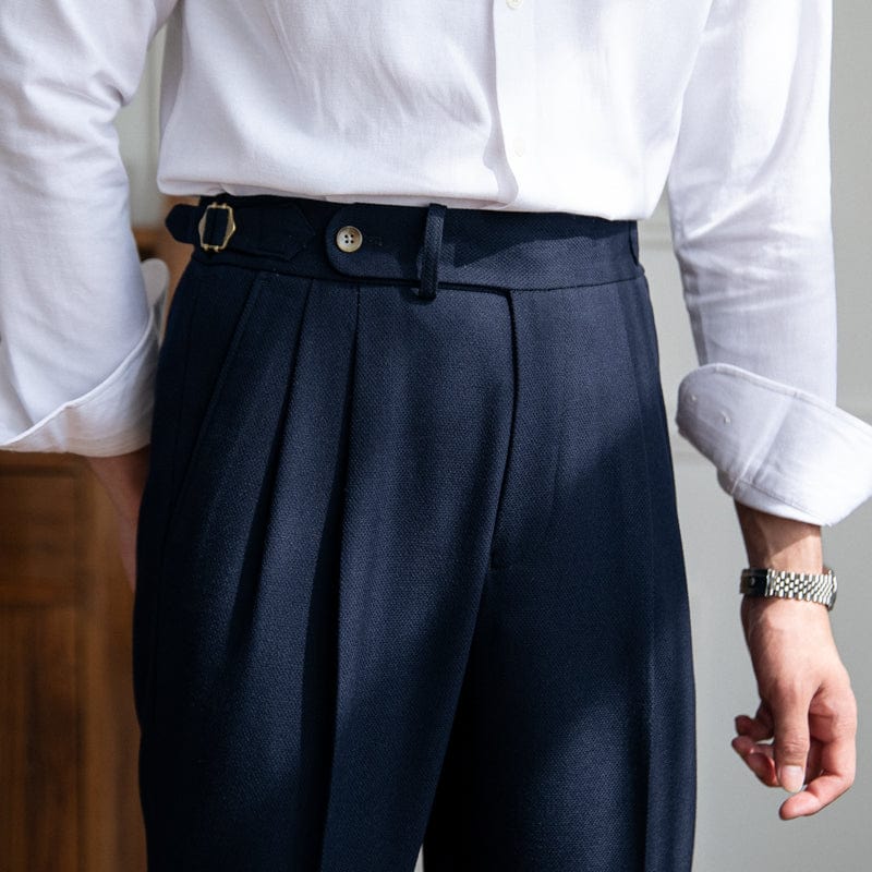 Slim Fit Navy Blue Dress Pants - Nocini