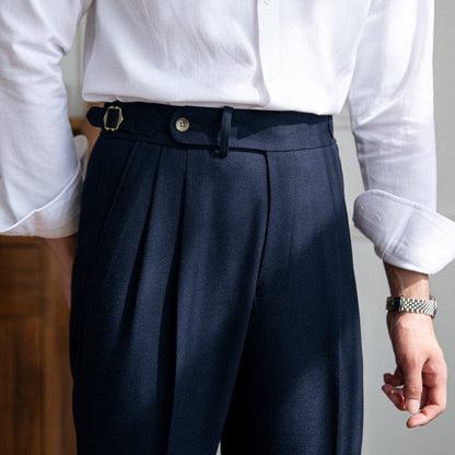 Slim Fit Navy Blue Dress Pants - Nocini