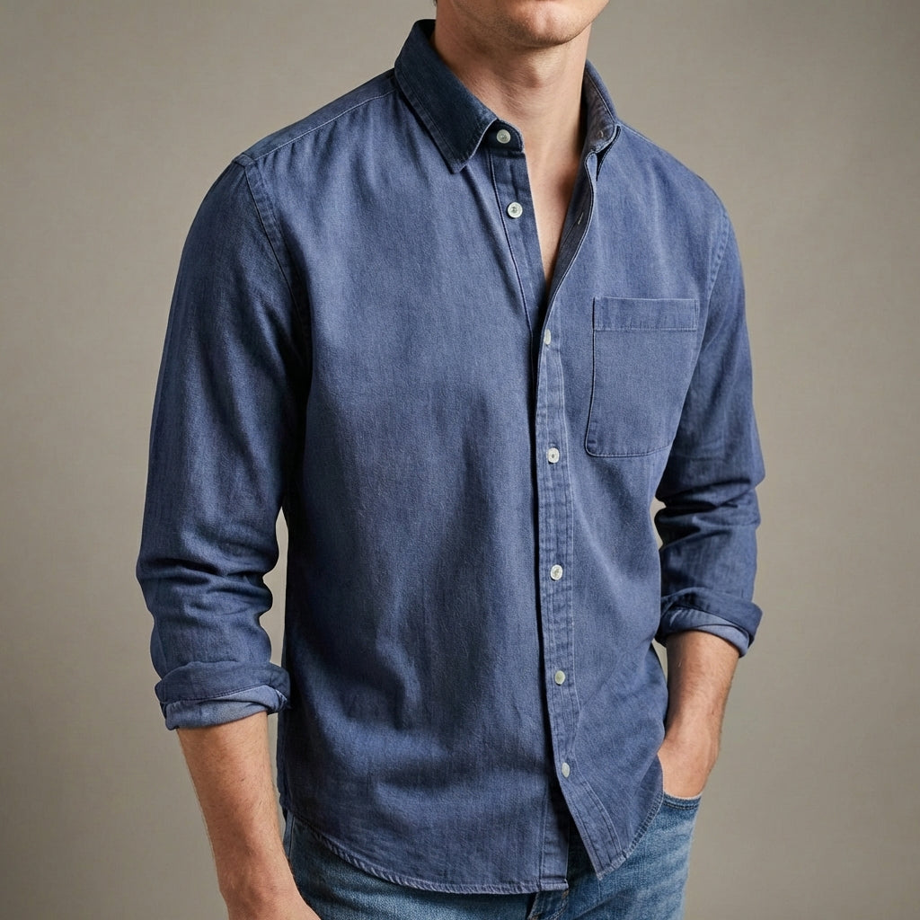 Slim Fit Dress Shirt with Traditional Collar and Chest Pocket - Nocini