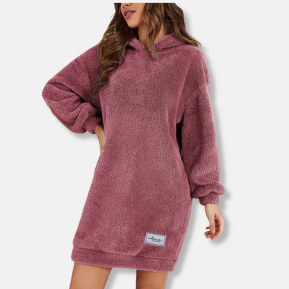 Cozy Women's Fleece Hooded Dress