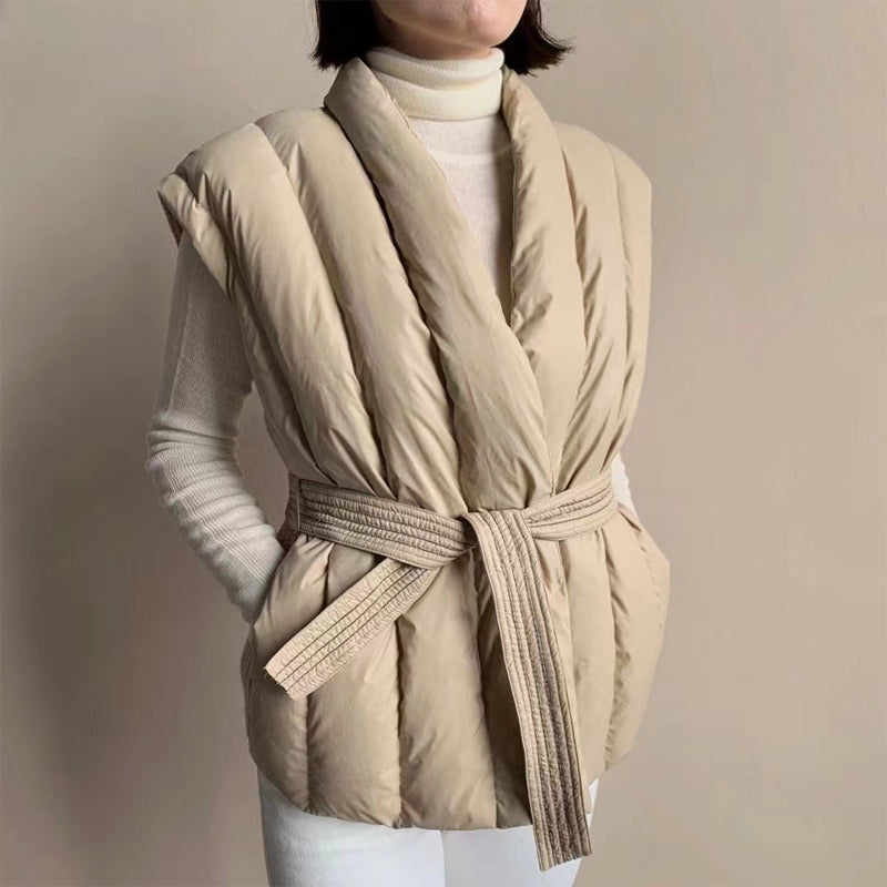 Warm Quilted Puffer Vest with Shawl Collar
