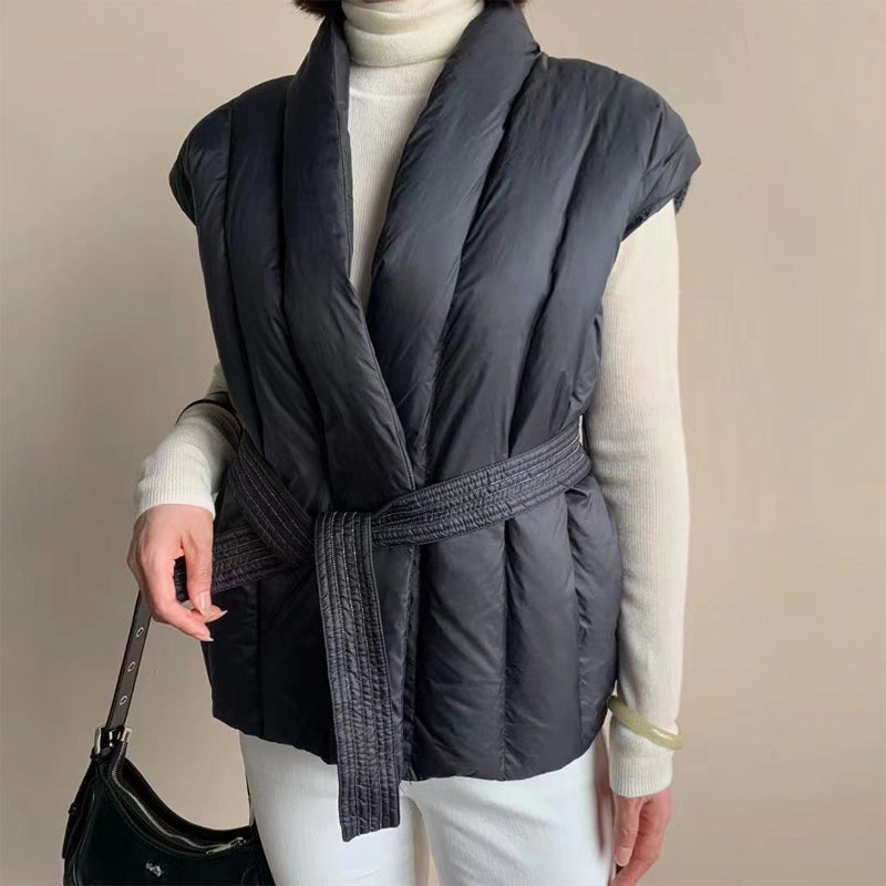 Warm Quilted Puffer Vest with Shawl Collar