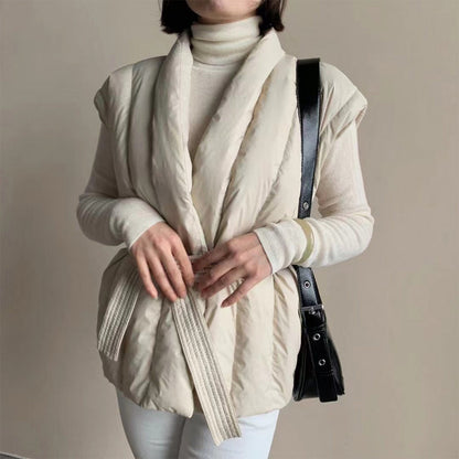 Warm Quilted Puffer Vest with Shawl Collar - Nocini
