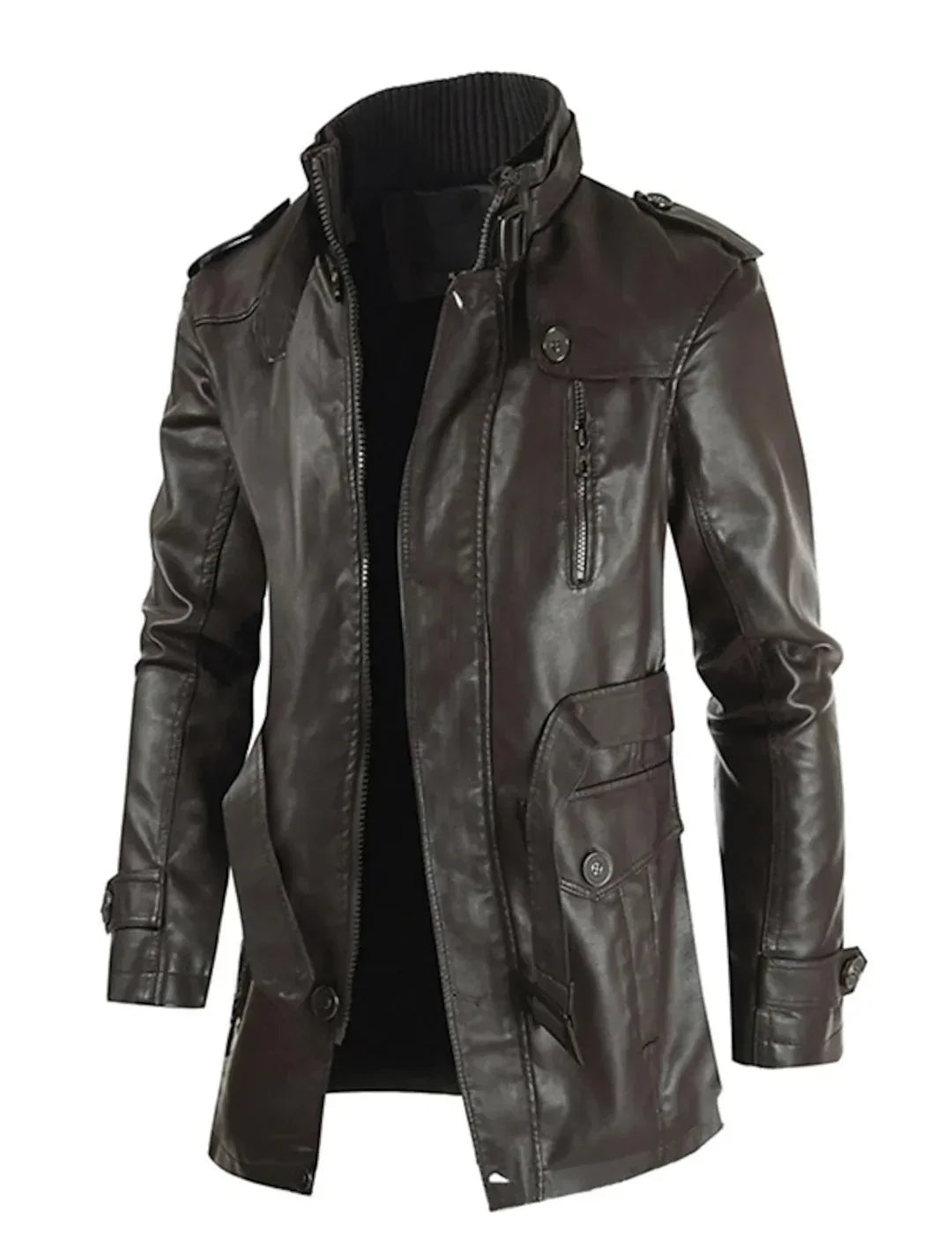 Classic Brown Mens Leather Jacket - Olytrend