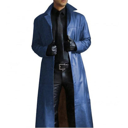Classic Synthetic Leather Mens Parka Coat