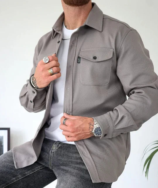 Men's Practical Long Sleeve Work Shirt with Pockets