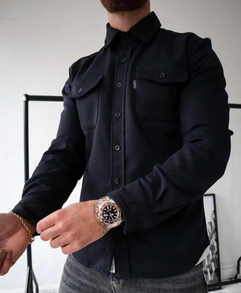 Comfortable Mens Pocket Shirt Long Sleeve