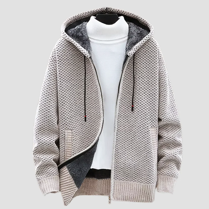 Casual Fit Faux Fur Lined Zip Up Hoodie - Nocini