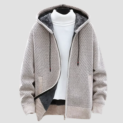 Casual Fit Faux Fur Lined Zip Up Hoodie - Nocini