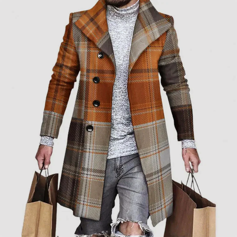 Classic Plaid Wool Overcoat - Nocini