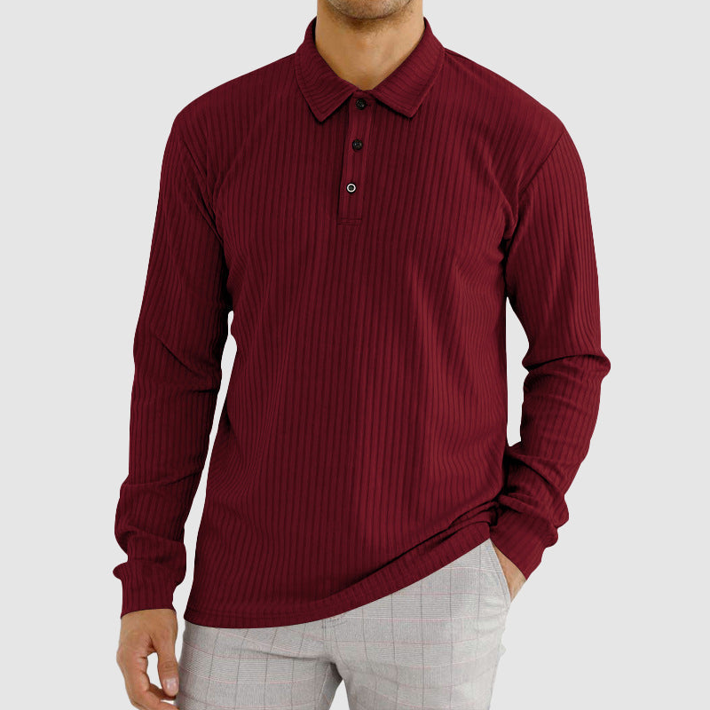 Classic Fit Ribbed Polo Shirt for Men