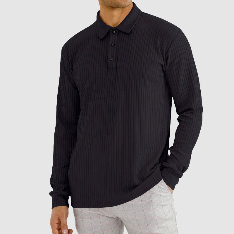 Classic Fit Ribbed Polo Shirt for Men