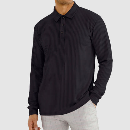 Classic Fit Ribbed Polo Shirt for Men