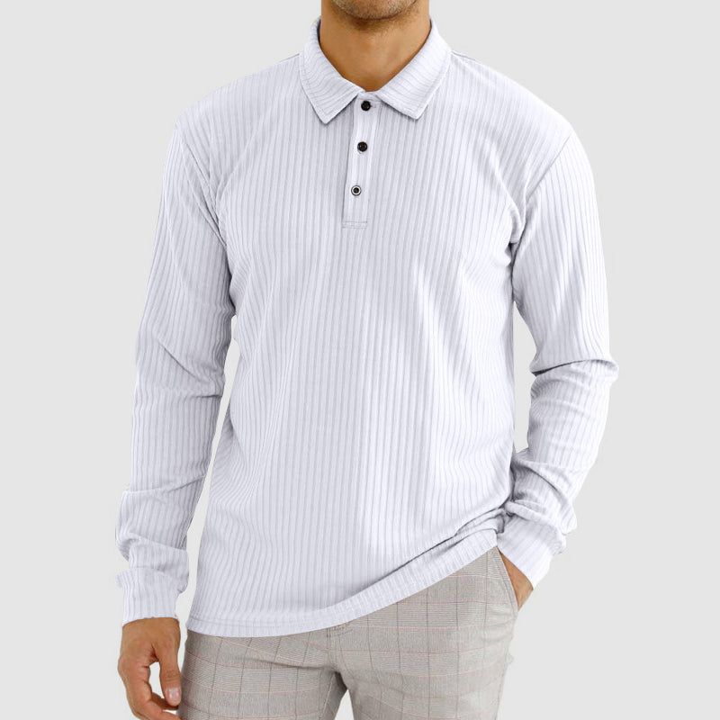 Classic Fit Ribbed Polo Shirt for Men