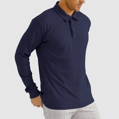 Classic Fit Ribbed Polo Shirt for Men