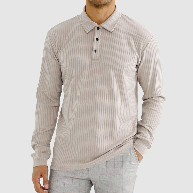 Classic Fit Ribbed Polo Shirt for Men