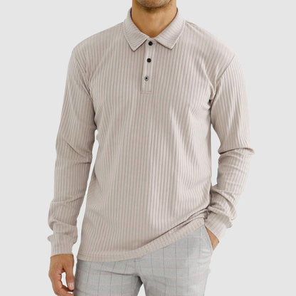 Classic Fit Ribbed Polo Shirt for Men
