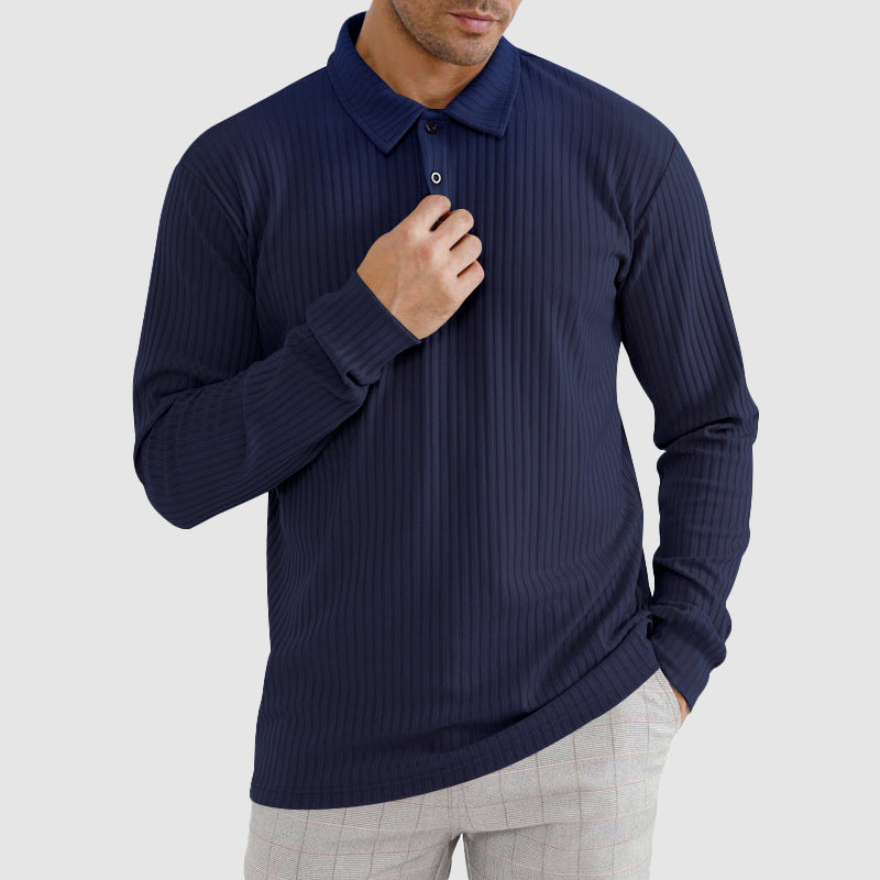 Classic Fit Ribbed Polo Shirt for Men